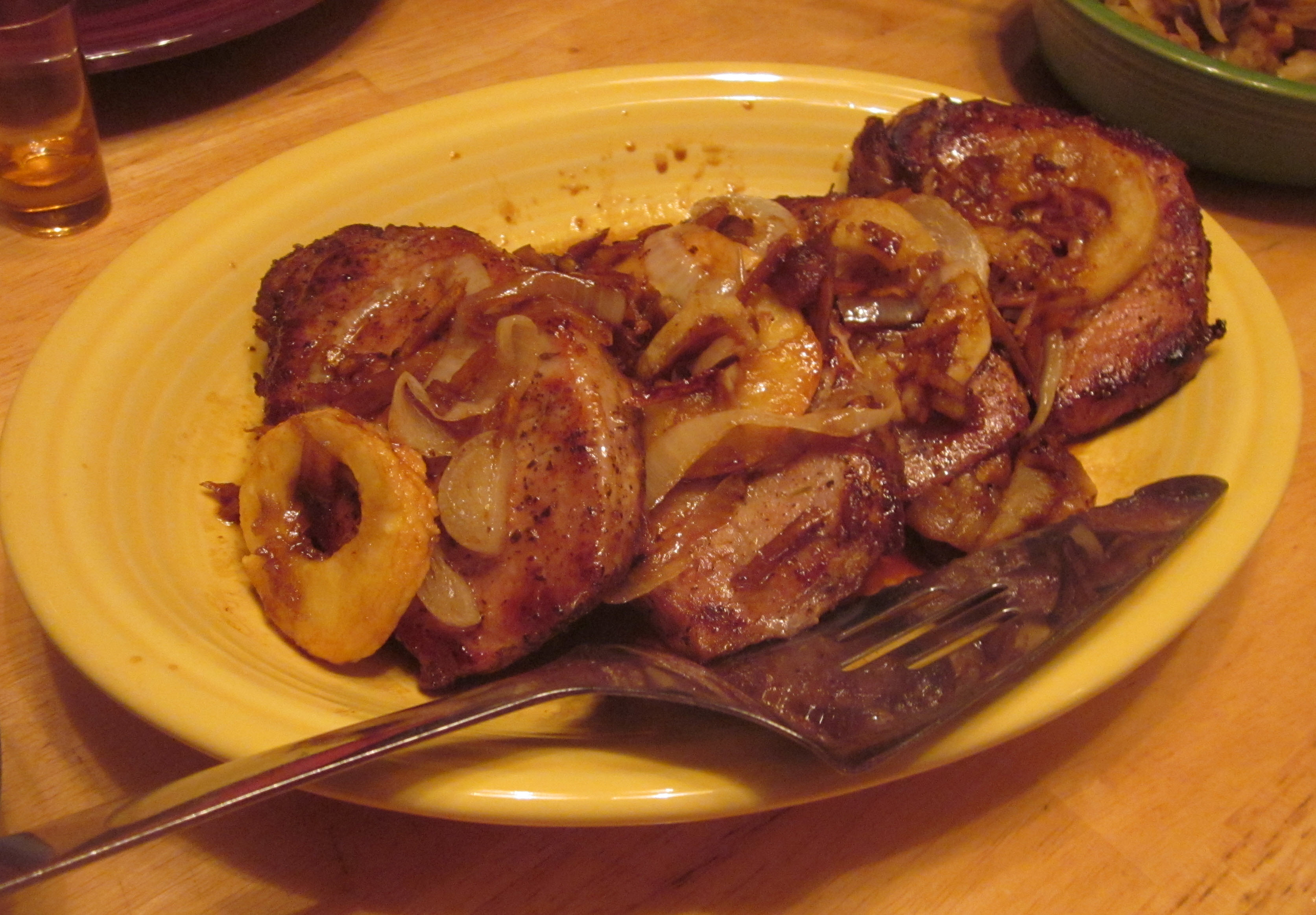 Pork Chops with Apples Braised in Beer