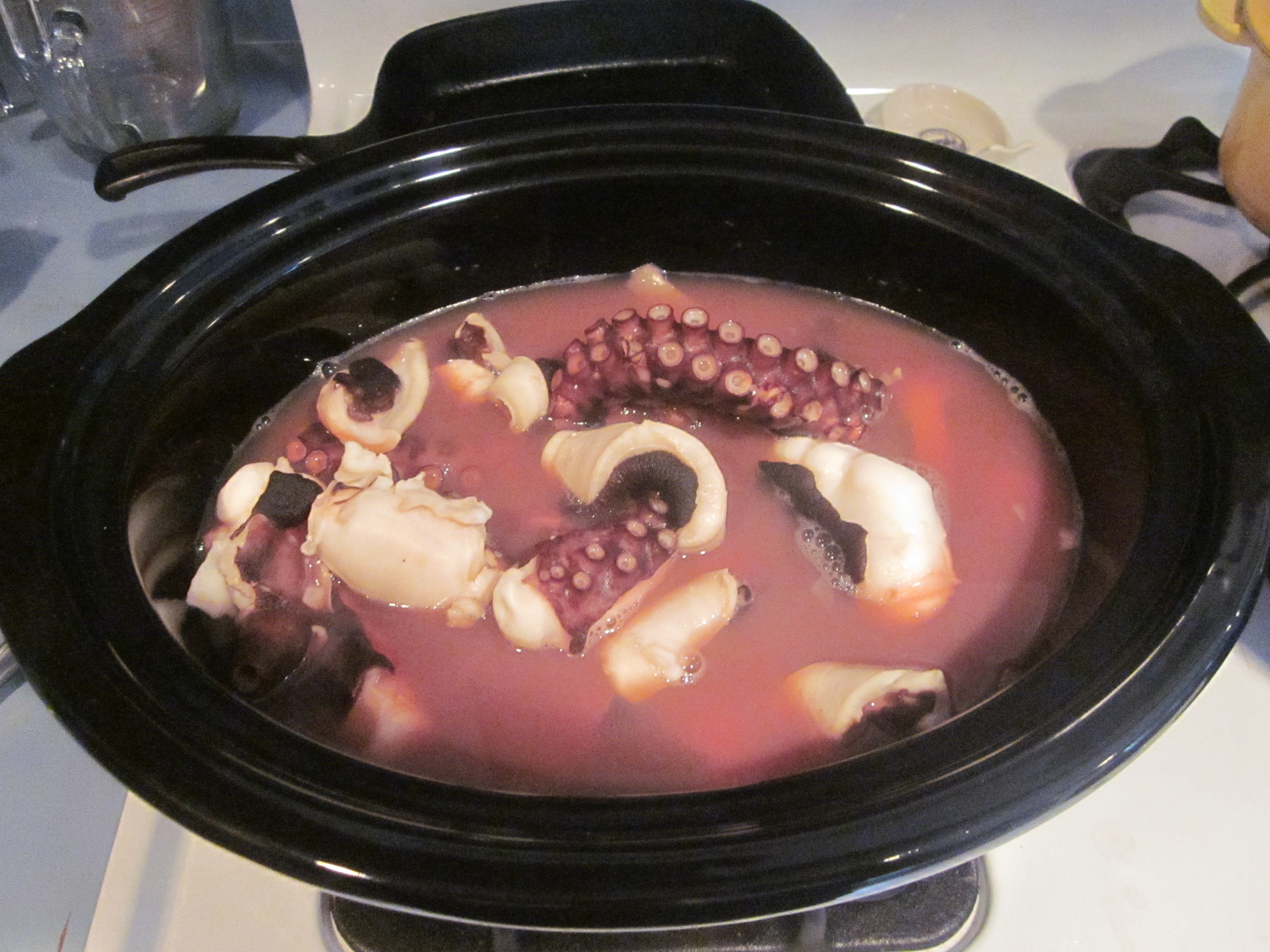 Octopus ready for slow cooking