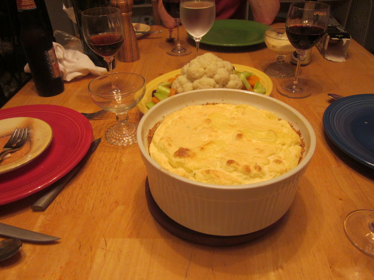A cheese Souffle of Southwind Farm Raclette with a caulflower