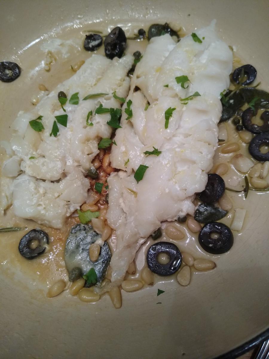 Cod Braised in a Ligurian Style