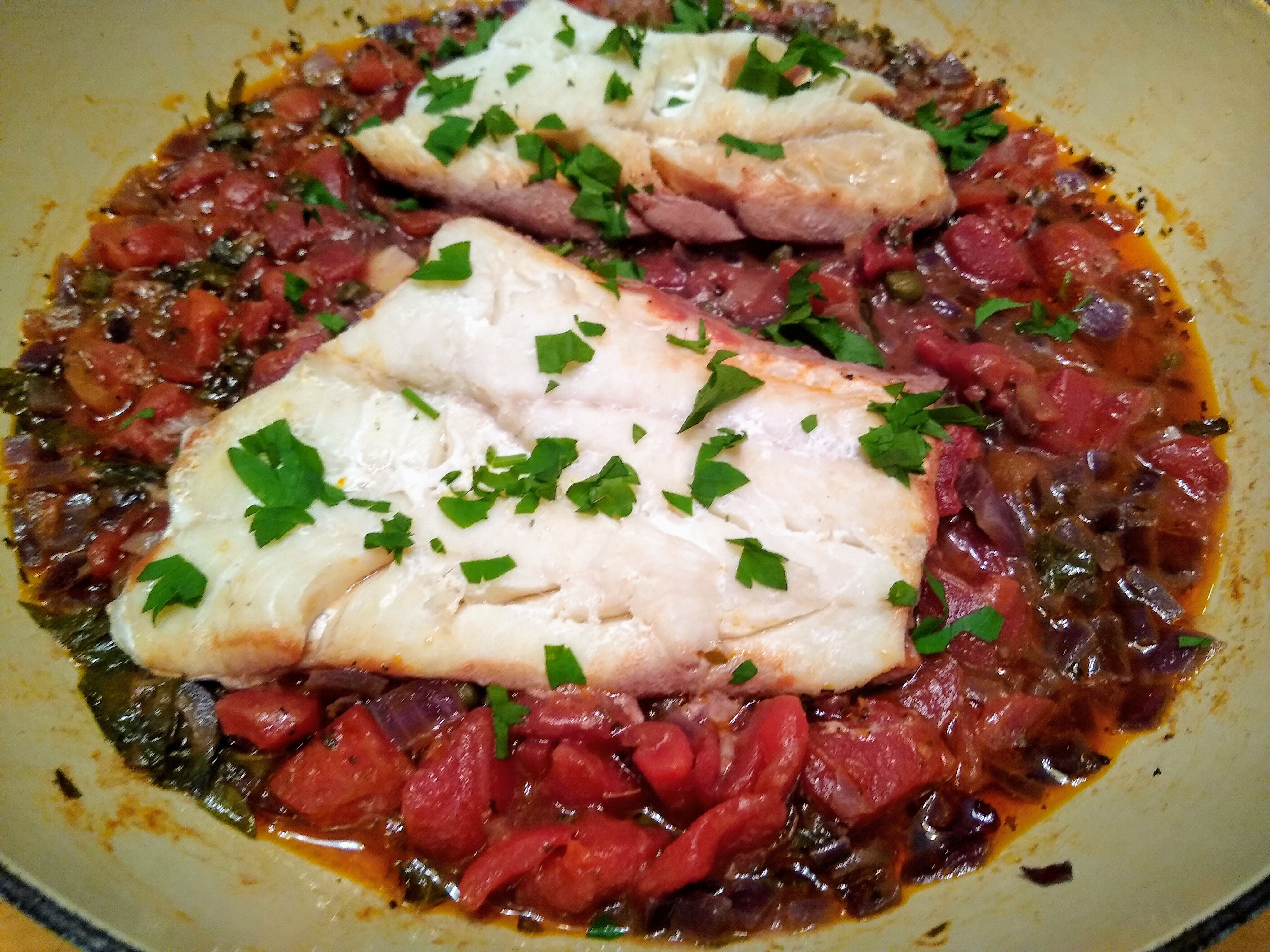 Haddock with Tomatoes and Capers