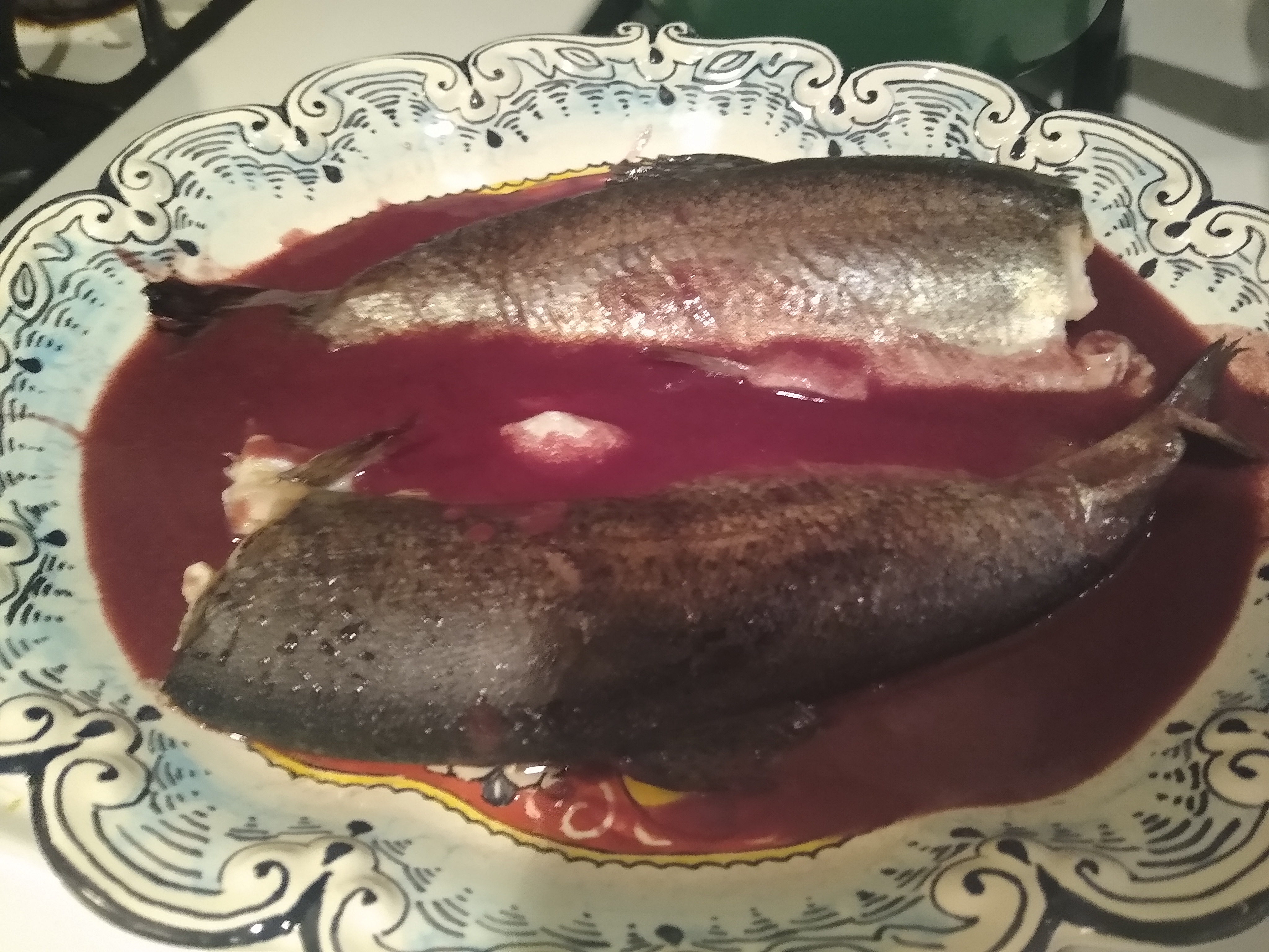 Trout Baked in Red Wine