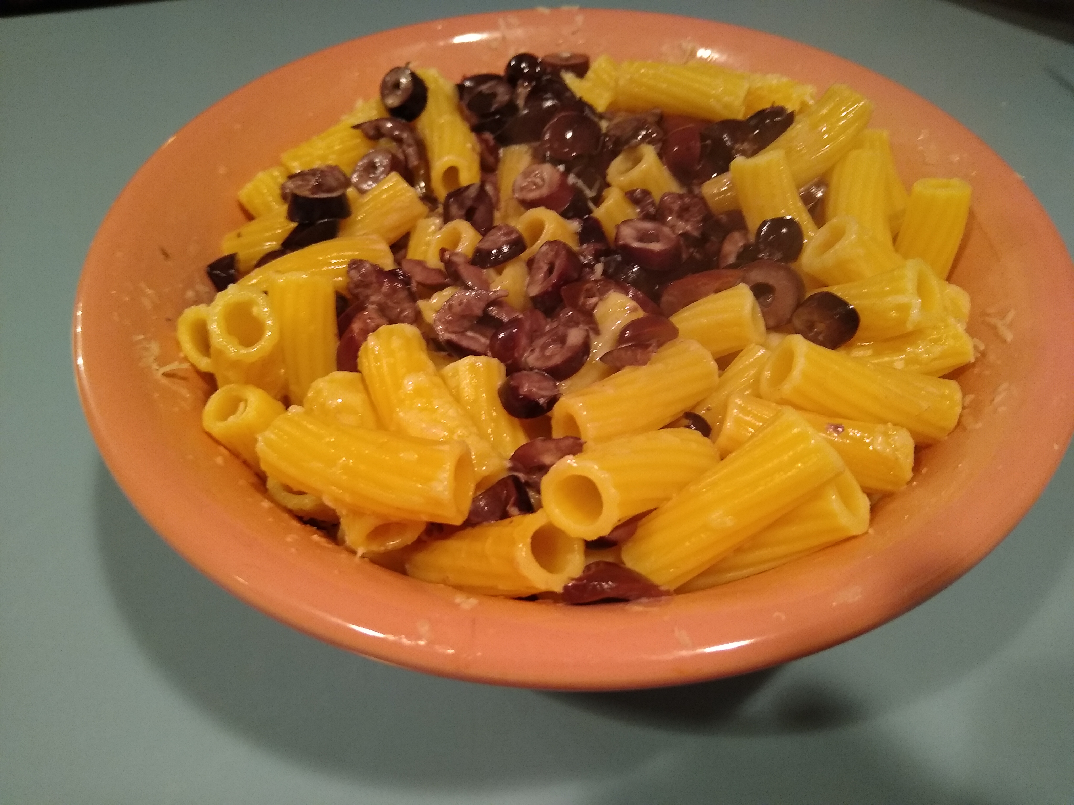 Penne with a Black Olive Cream Sauce