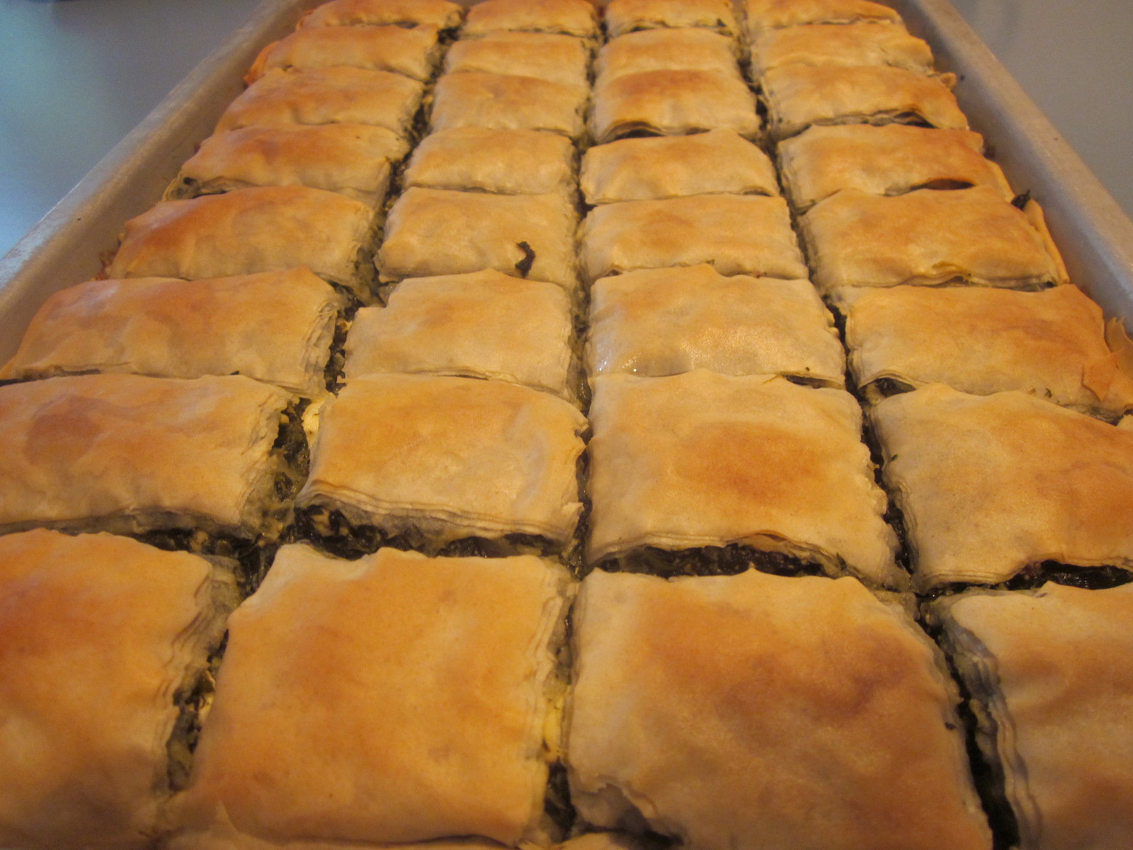Spanakopita fresh from the oven
