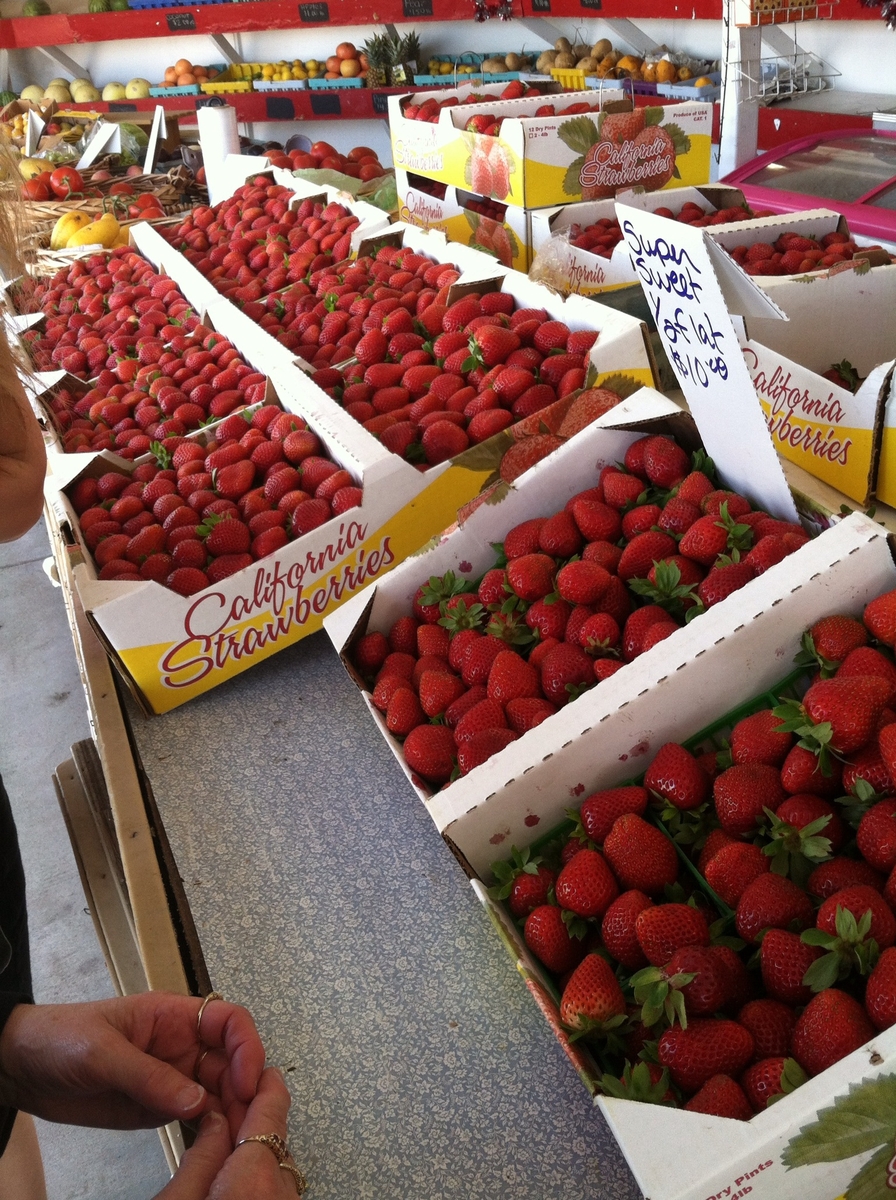 Fresh strawberries at a stand in California