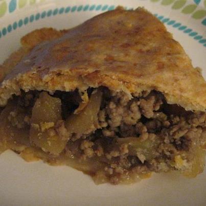 Sausage and Apple Pie in Cheddar Crust