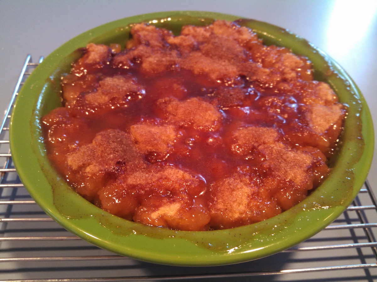 Peach Cobbler hot from the oven