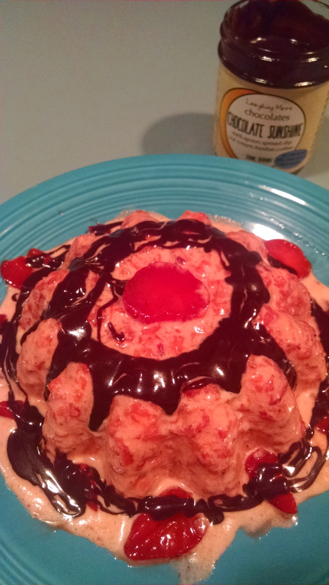 Strawberry Bavarian Cream with Chocolate Sauce