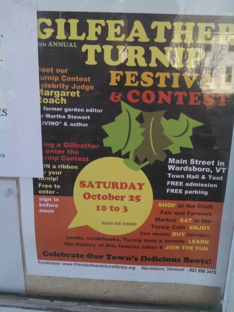 The Gilfeather Turnip Festival is held in Wardsboro, VT every year in October