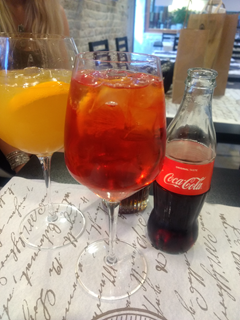 A Bellini and an Aperol Spritz