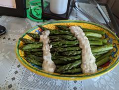 "Steamed Asparagus with Sauce Tartare"